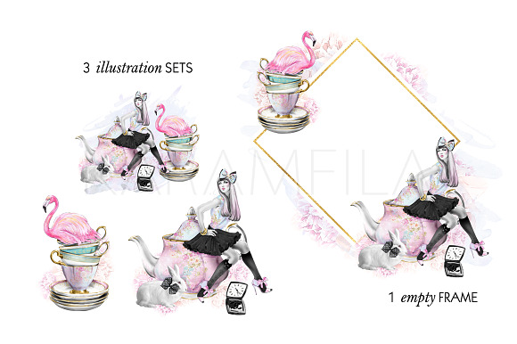 Alice in Wonderland Fashion Clipart in Illustrations - product preview 3