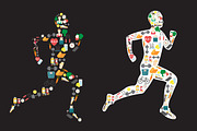 Running man silhouette, sport icons
