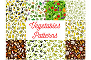 Vegetable, mushroom, olive, spice seamless pattern