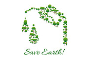 Save Earth symbol of trees in gasoline drop shape