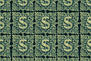 Money Symbol Ornate Seamless Pattern