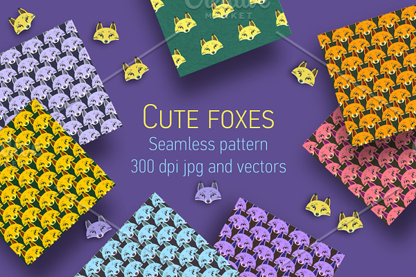 Foxes seamless patterns