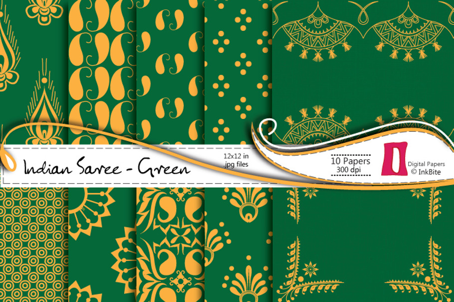 Indian Saree Green Paper Pack