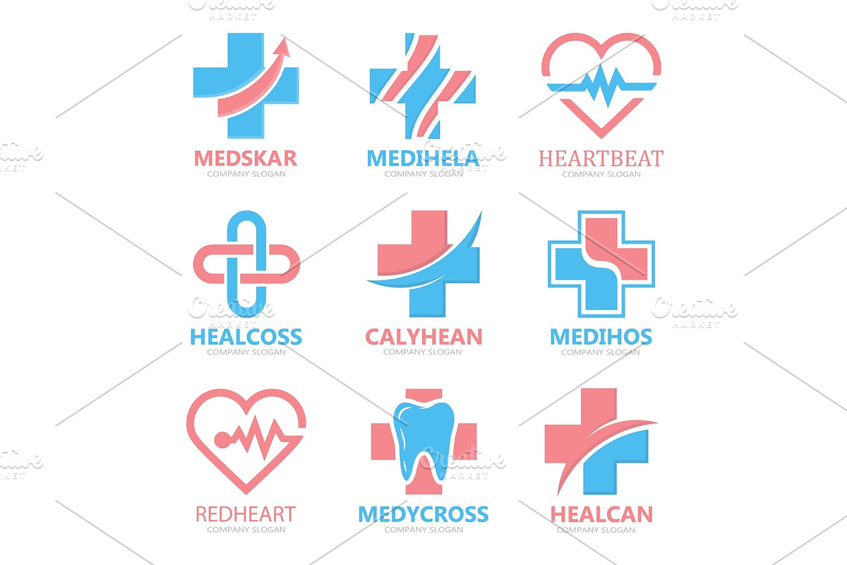 Set Of Medical Cross Logo Pharmacy Logo Design Template Tooth