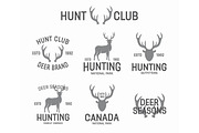 Set of vintage hunting and deer logo and label design elements