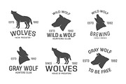 Vector set of wolf logo design elements