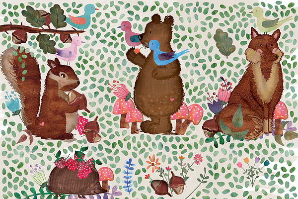 Cute Watercolor Forest cliparts