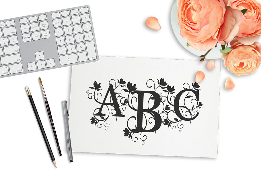 Flower Letter Monogram in Illustrations - product preview 8