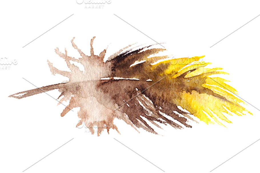 Watercolor yellow parrot feather in Illustrations - product preview 8