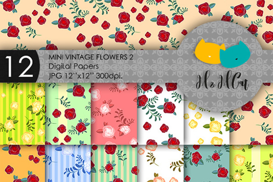 Mini vintage flowers patterns. in Patterns - product preview 8