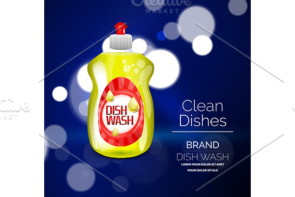 Vector kitchen dish wash ad product package