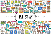  Vector set with pet shop doodles