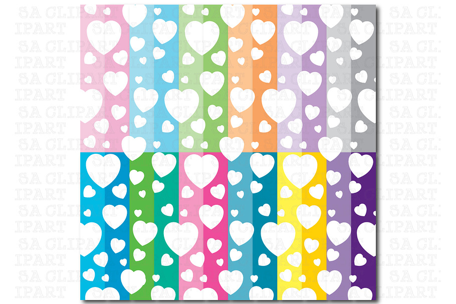 24 Hearts Shape Digital Paper Pack