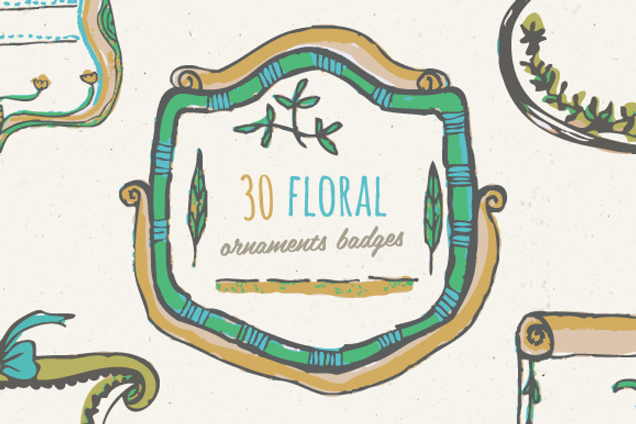 Floral Ornaments Badges in Objects - product preview 8