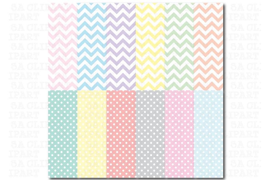 12Chevron Polka Dots Digital Paper in Illustrations - product preview 8