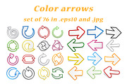 Set of colored arrows: 76 pcs.