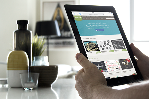Mockup of iPad in livingroom in Mobile & Web Mockups - product preview 1