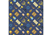 Jew icons vector seamless pattern.