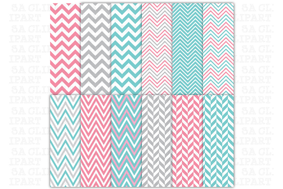 12Chevron Digital Papers Pack in Illustrations - product preview 8