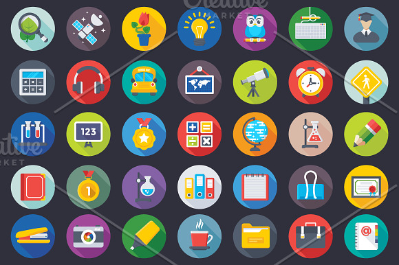 200 Flat School and Education Icons  in School Icons - product preview 4