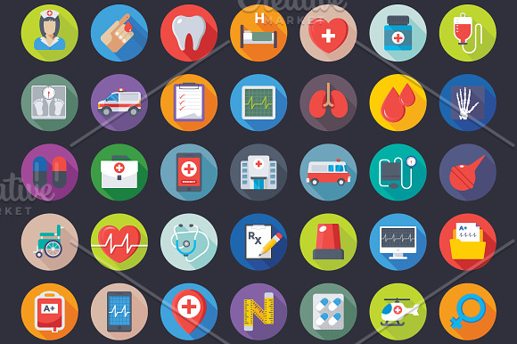 200 Flat Medical and Health Icons  in Medical Icons - product preview 1