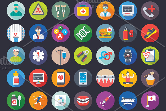 200 Flat Medical and Health Icons  in Medical Icons - product preview 2