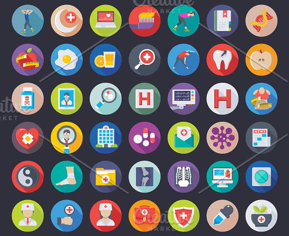 200 Flat Medical and Health Icons  in Medical Icons - product preview 5