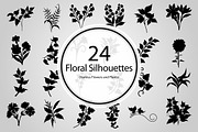 24 Floral Silhouettes (Vector)