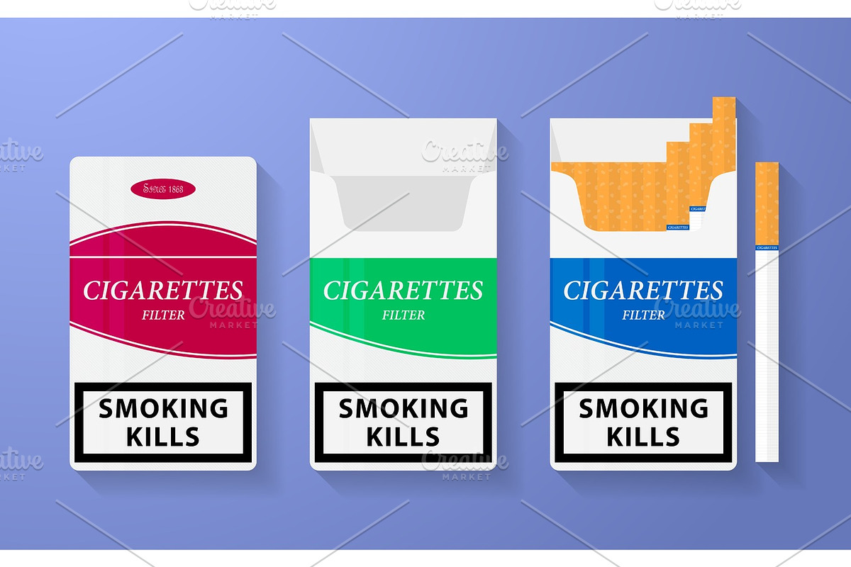 Icon of cigarette pack. The open and closed boxes in Objects - product preview 8
