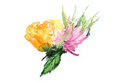 Watercolor floral boutonniere art