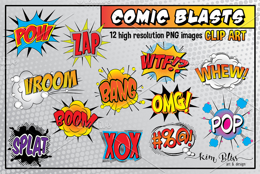 Comic Blasts Clip Art in Objects - product preview 8