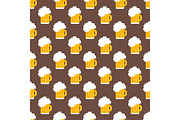 Beer glass vector seamless pattern.