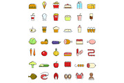 Line art food and drink icon set. Infographic elements.