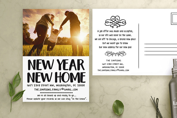 New Year Moving Cards Template