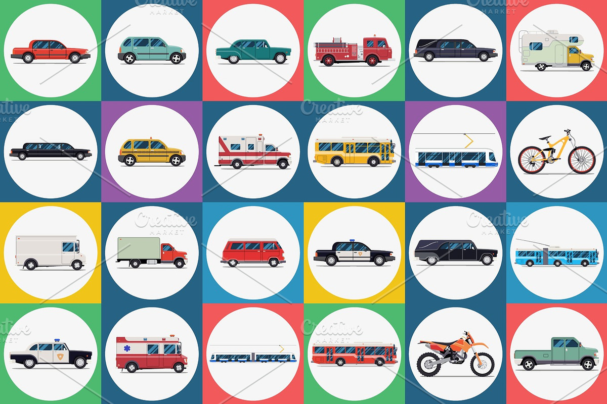 City transport set. in Illustrations - product preview 8