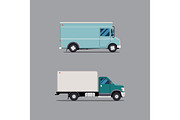 Vector modern flat illustration delivery van. Commercial Vehicle isolate. service icon