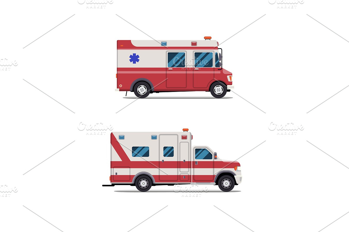 Ambulance emergency paramedic car. Vector modern creative flat design. First aid transportation. Isolate on white background. in Illustrations - product preview 8