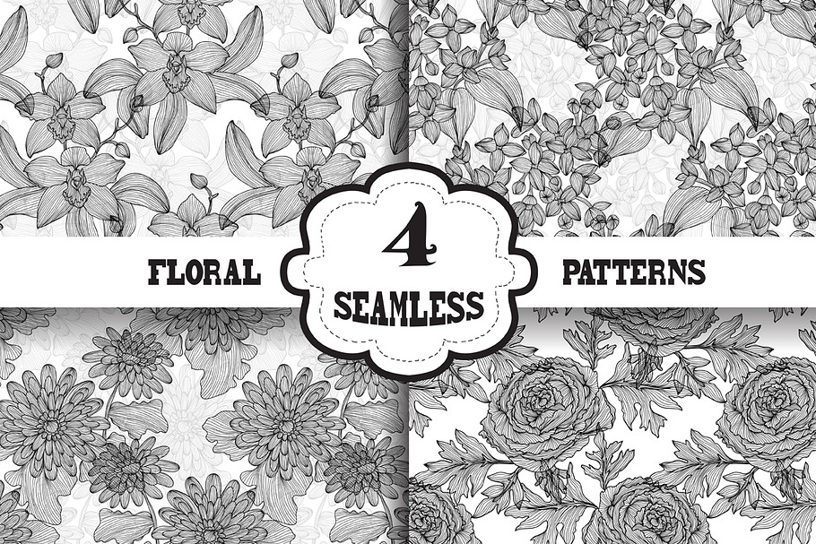 Black and White Floral Patterns (3) in Patterns - product preview 8