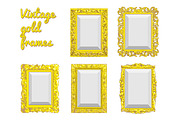 Set of vector golden vintage frame isolated on white background