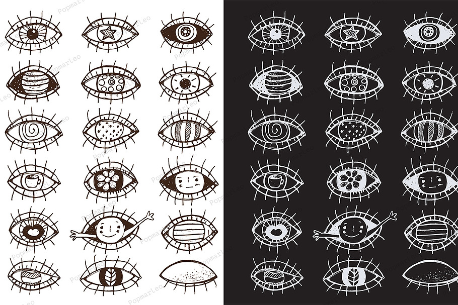 Eyes hand drawn outline collection in Illustrations - product preview 8