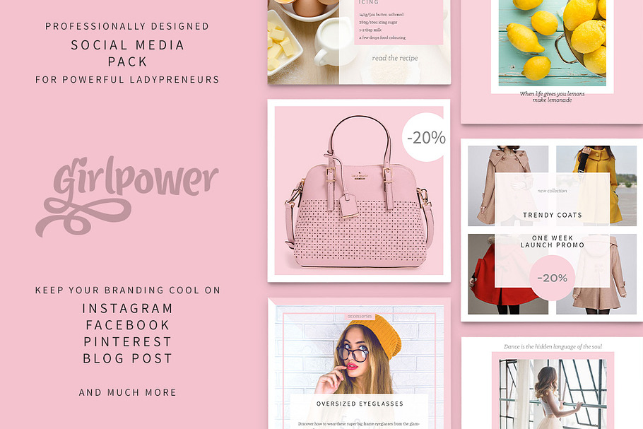 Girlpower - Social Media Pack in Social Media Templates - product preview 8