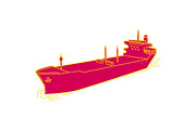 Container Ship Cargo Boat Mono Line