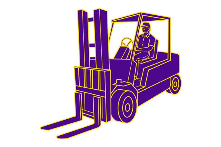 Forklift Truck Mono Line in Illustrations - product preview 8