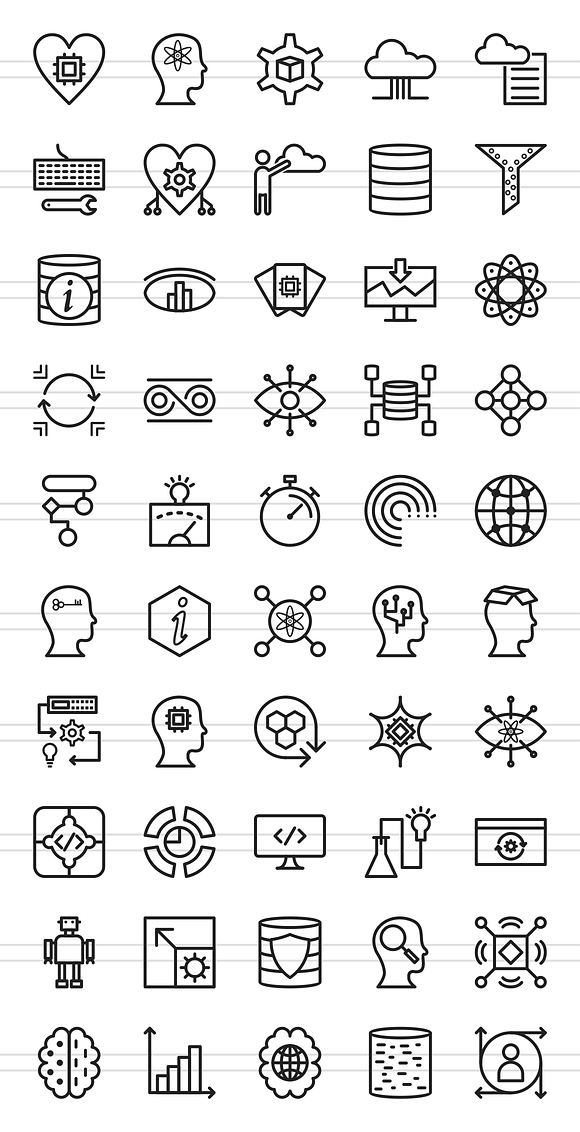 50 Data Analytics Line Icons in Graphics - product preview 1