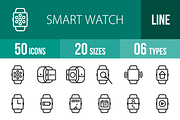 50 Smart Watch Line Icons