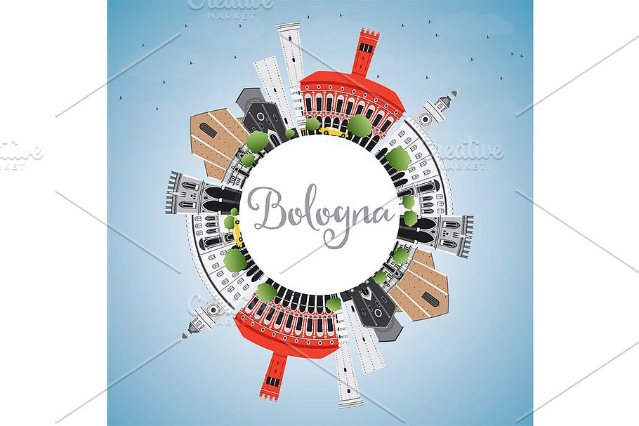 Bologna Skyline with Landmarks in Illustrations - product preview 8