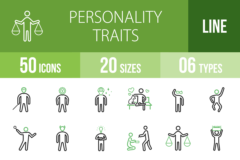 50 Personality Green & Black Icons in Graphics - product preview 8