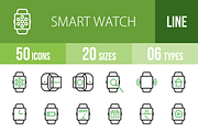 50 Smart Watch Green & Black Icons
