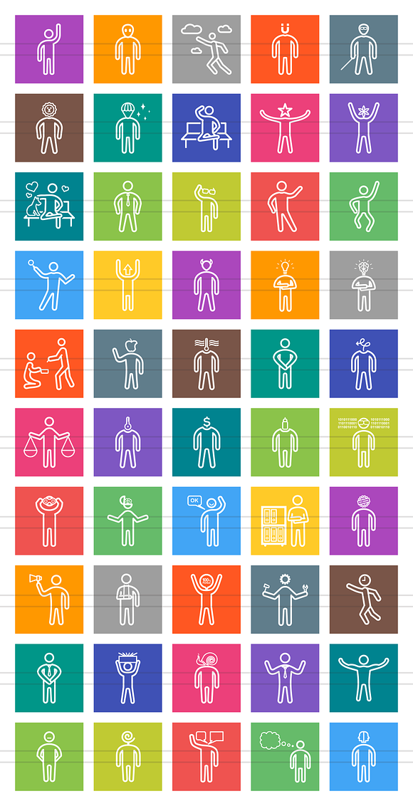 50 Personality Line Multicolor Icons in Graphics - product preview 1