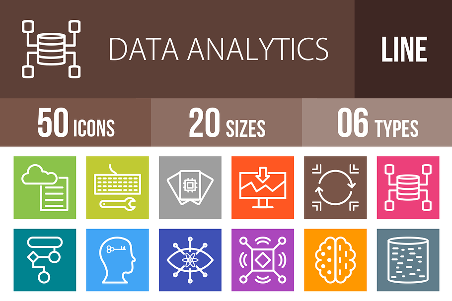 50 Analytics Line Multicolor Icons in Icons - product preview 8